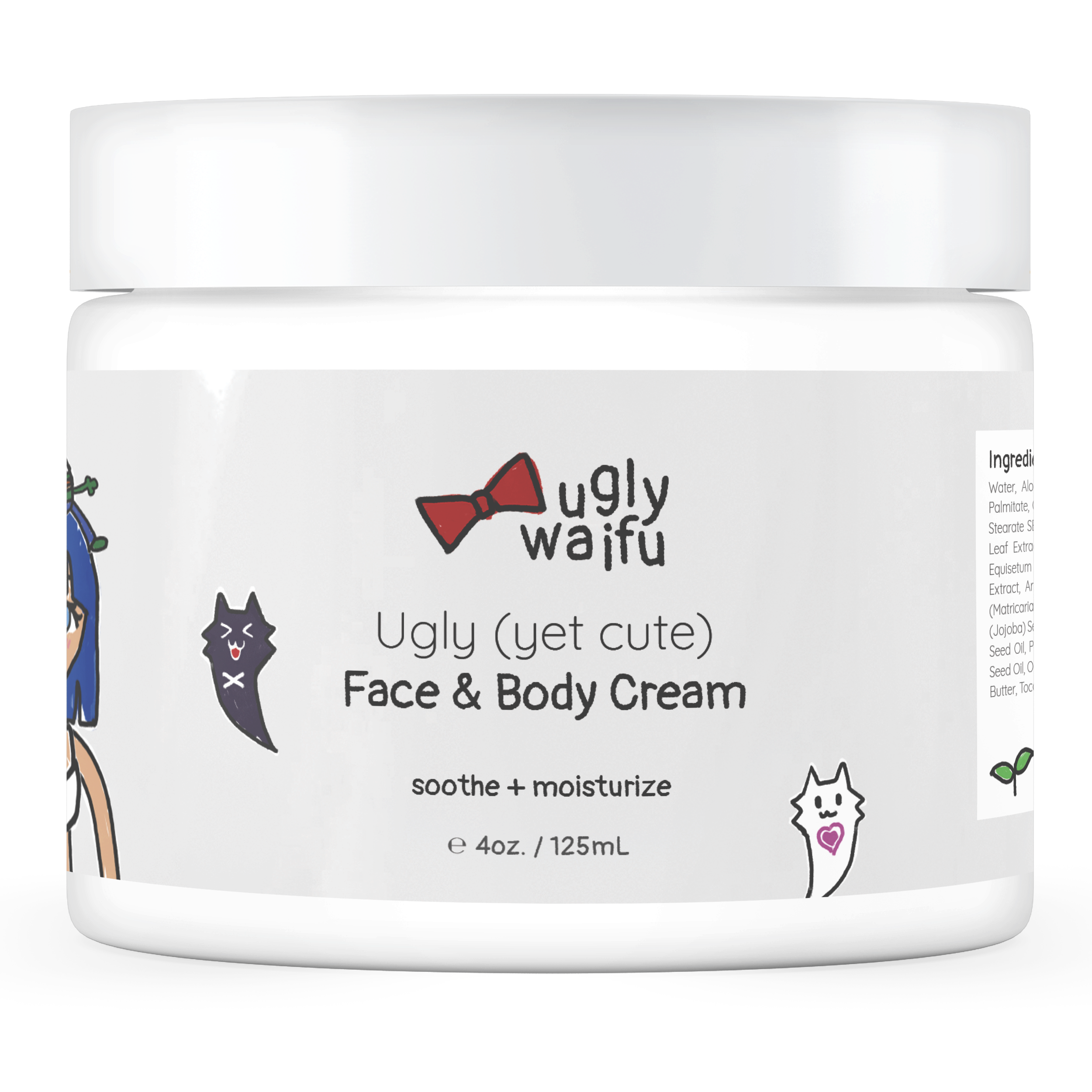 ugly waifu face and body cream made with organic aloe to soothe and moisturize your skin