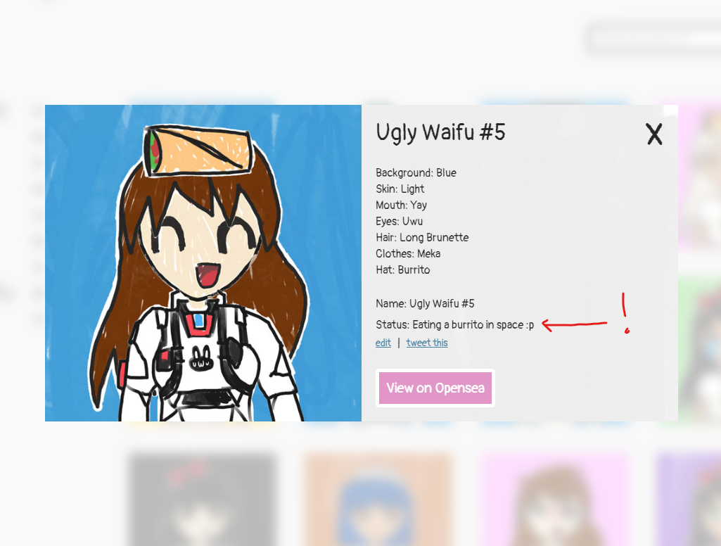 ugly waifu gallery status update feature screenshot